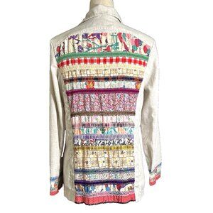 Vtg 70s Patchwork Button Down Shirt Colorful Pintuck Boho Blouse Womens